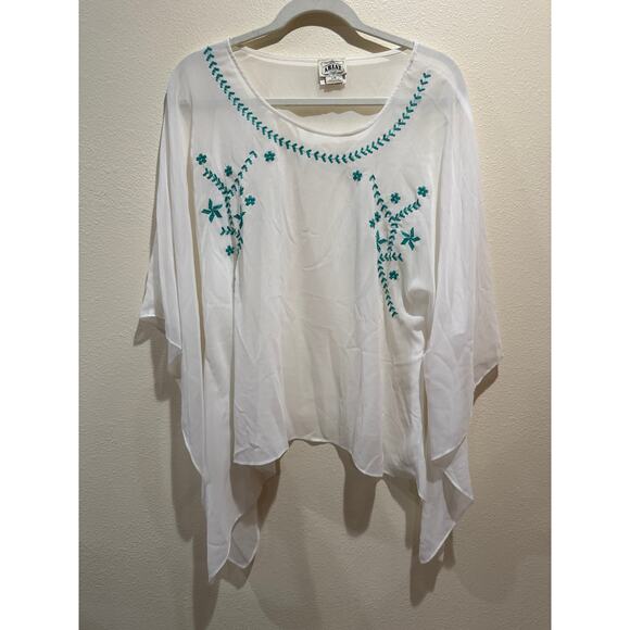 Ariat Women's White Sheer Kimono Overlay Blouse size large boho - Picture 1 of 6